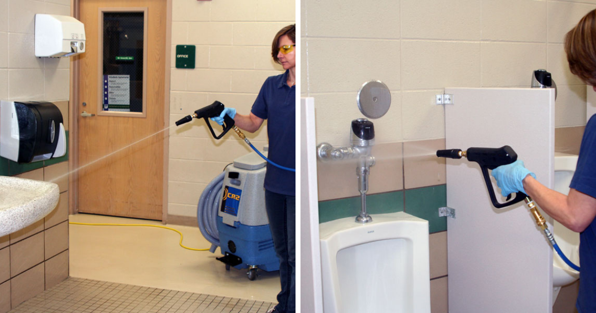 School restroom cleaning with the EDIC CR2 from Q4 Industries 